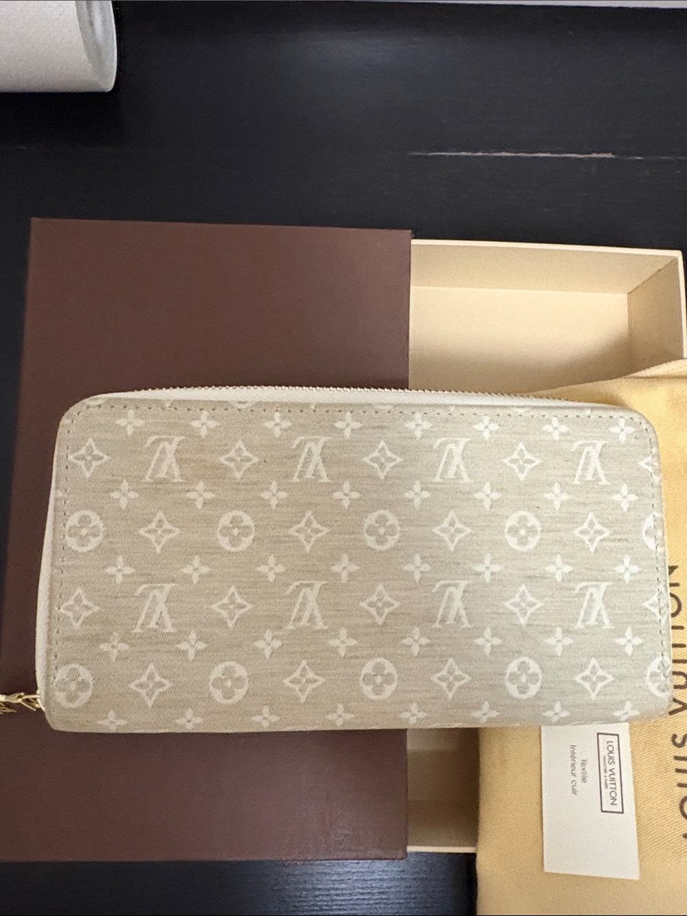 Louis Vuitton Ivory Monogram Canvas Zip Wallet